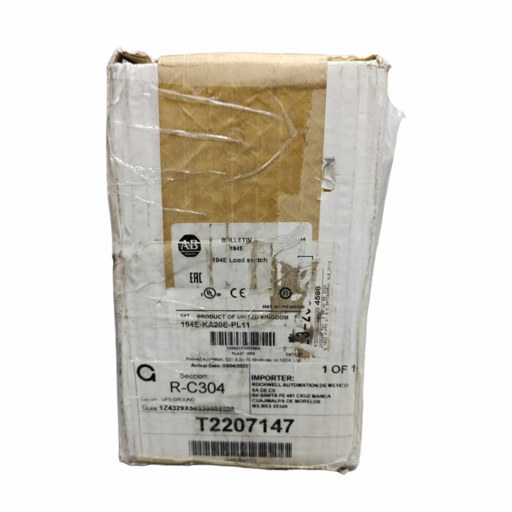Allen Bradley 194E-KA20E-PL11 Interruptor de carga