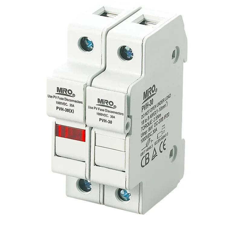 Portafusible unipolar 10x38mm 30A 1000VDC 10kA Montaje riel DIN