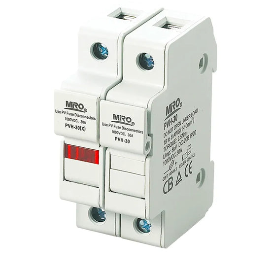 Portafusible unipolar 10x38mm 30A 1000VDC 10kA Montaje riel DIN