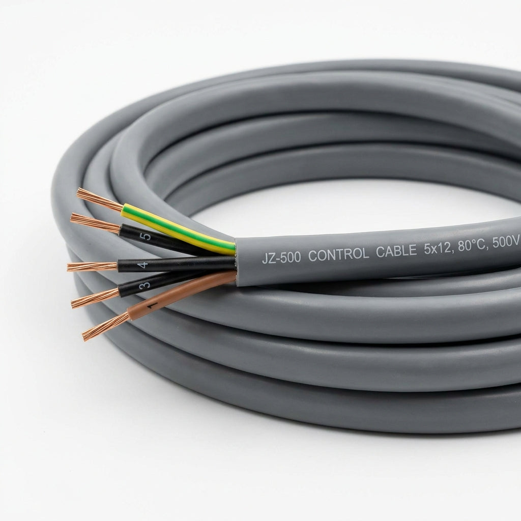 JZ-500 Cable control 5×12, 80°C, cobre, PVC/Gris, negro con num 500v