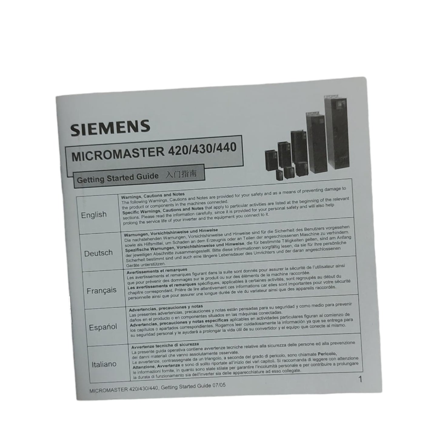 Siemens 6SE6440-2AD24-0BA1 variador de frecuencia