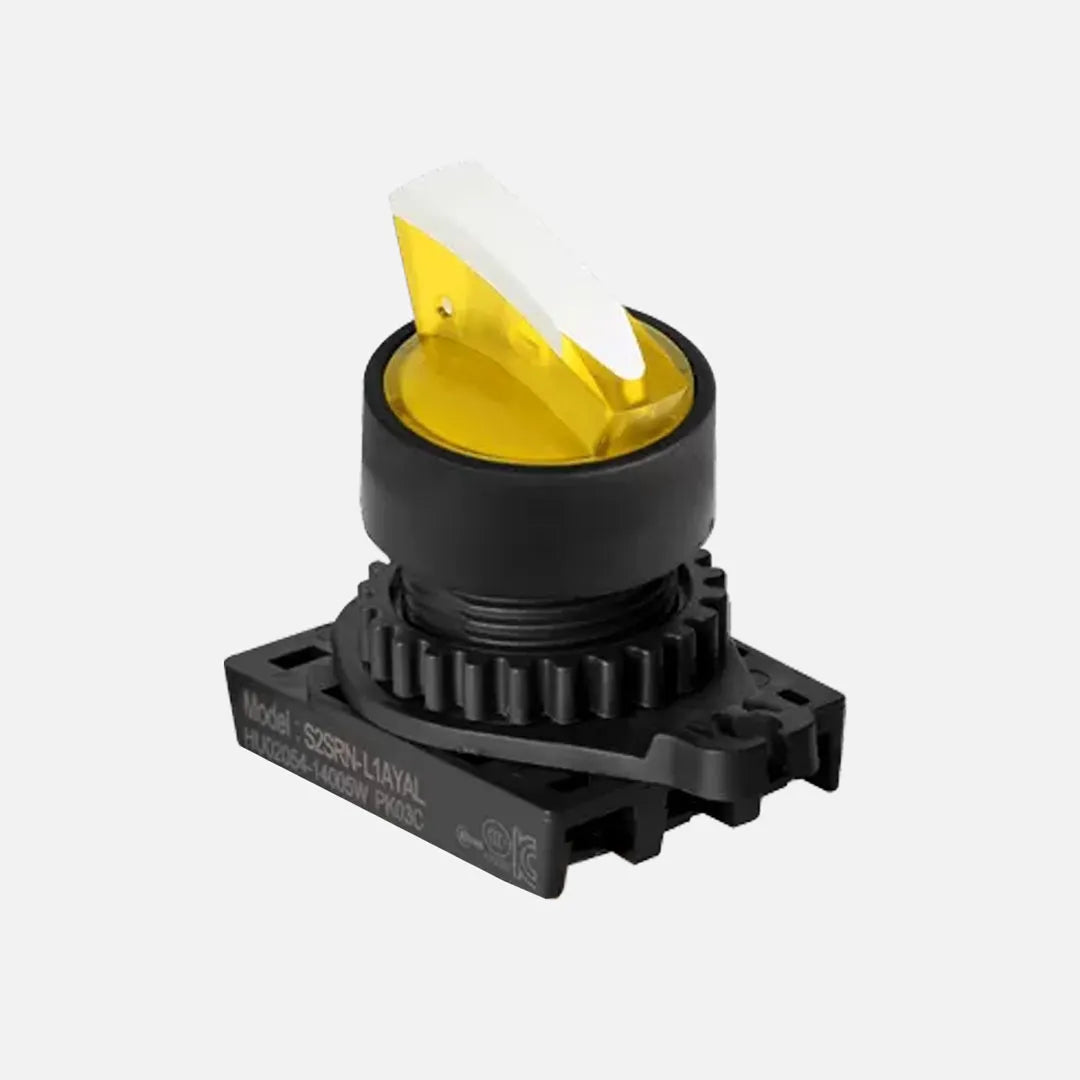 S2SRN-L1Y Selector de palanca corta iluminado 2 posiciones 22mm momentáneo amari