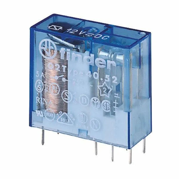 Relevador para circuito impreso 8 pines 12VCD 2CO 2NA2NC AgNi 10A 250V