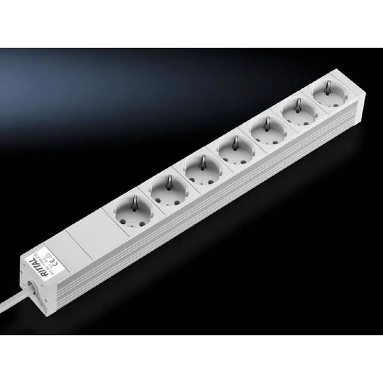 DK Regletas con 7 enchufes Schuko gris 250V Con cable 2 metros