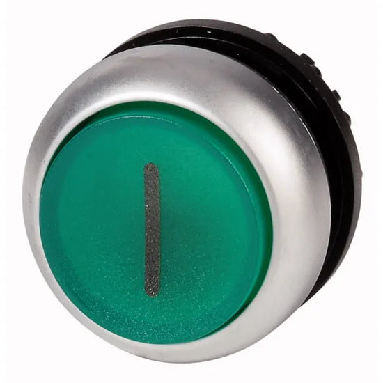 M22-DRLH-G-X1 Botón pulsador ilumin Saliente B/plata 22mm Mantenido -I- Verde
