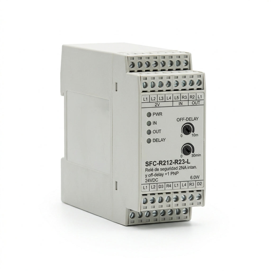 SFC-R212-R23-L Relé de seguridad  2NA intan. y off-delay +1 PNP 24VDC 6.0W