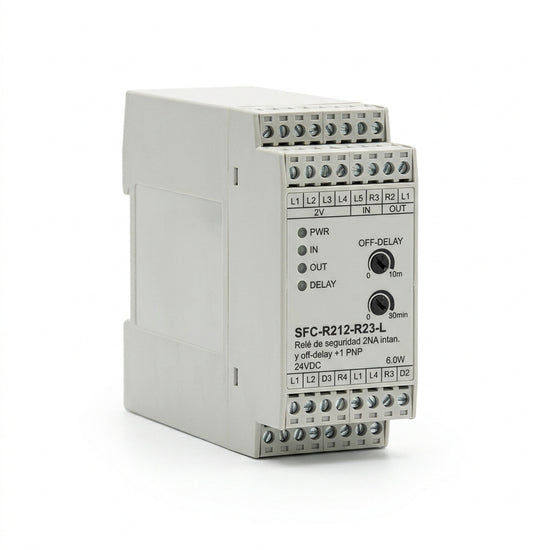 SFC-R212-R23-L Relé de seguridad  2NA intan. y off-delay +1 PNP 24VDC 6.0W