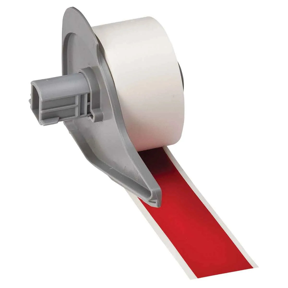 Etiqueta continua de vinilo 1″ 1W in x 50L ft Blanco en Rojo