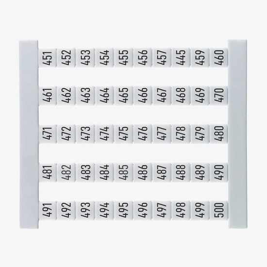 DEK 5 FS 451-500 Etiquetas para clema 5Hx5Wmm 451-500 Vertical 50Pz