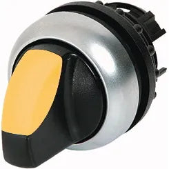 M22-WRLK-Y Selector T/Palanca iluminado 2 pos B/plata 22mm Mantenido Amarillo
