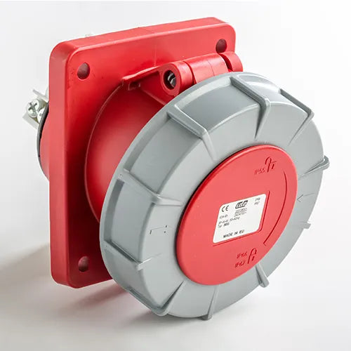Base empotrar inclinada 63A 3P+N+T 220/400VCA 6h Rojo IP66-IP67