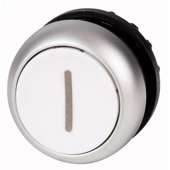 M22-D-W-X1 RMQ-Titan Botón pulsador Plano B/plata 22mm Momentáneo -I- Blanco