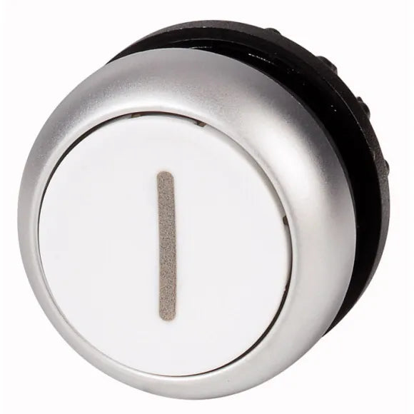 M22-DR-W-X1 RMQ-Titan Botón pulsador Plano B/plata 22mm Mantenido -I- Blanco