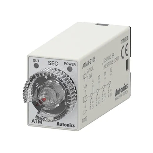 ATM4-210S Mini-timer análogo On Delay 14 pines 21.5Wx28Hmm 1-10s 24VCD 4NA4NC
