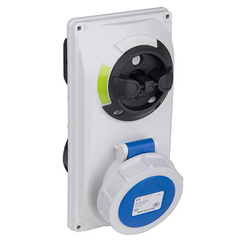 Base emportrar enclavamiento 16A 2P+T 230VCA 6h Azul IP66-IP67