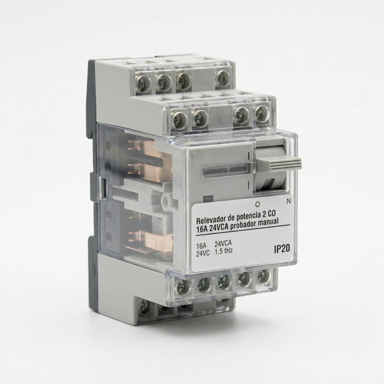 Relevador de potencia 2 CO 16A 24VCA probador manual IP20