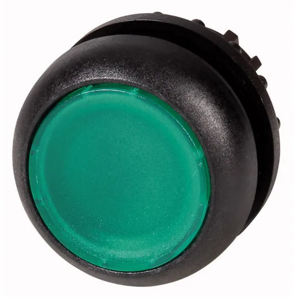 M22S-DL-G Botón pulsador iluminado Plano B/negro 22mm Momentáneo Verde