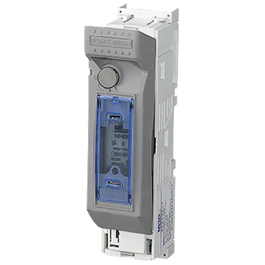 Portafusible con seccionador unipolar DIN 00/000 160A 800VAC 120kA Montaje plati