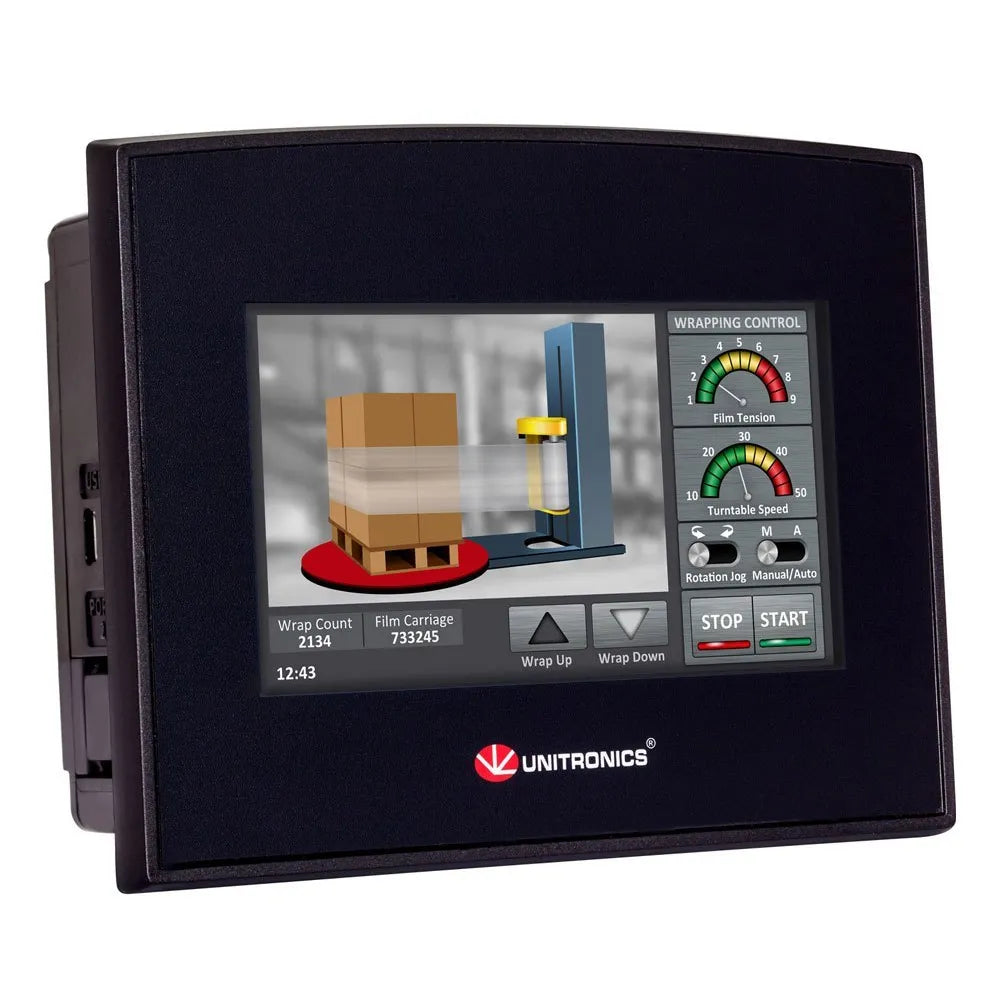 PLC+HMI 4.3” LCD TFT 480x272px 10DI (3xHSC), 2D/AI 8DO (7xPWM)