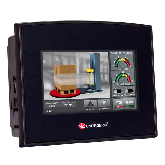 PLC+HMI 4.3” LCD TFT 480x272px 10DI (3xHSC), 2D/AI 8DO (7xPWM)