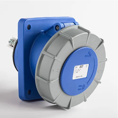 Base empotrar inclinada 63A 3P+T 230VCA 9h Azul IP66-IP67