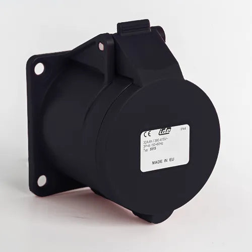Base empotrar recta 32A 3P+T 500VCA 7h Negro IP44