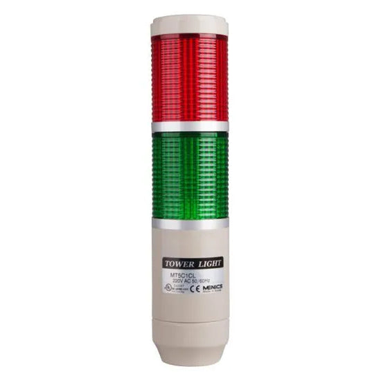 Torreta 56mm Luz fija / intermitente  80dB 24VCA/CD 2 Stack Color RG