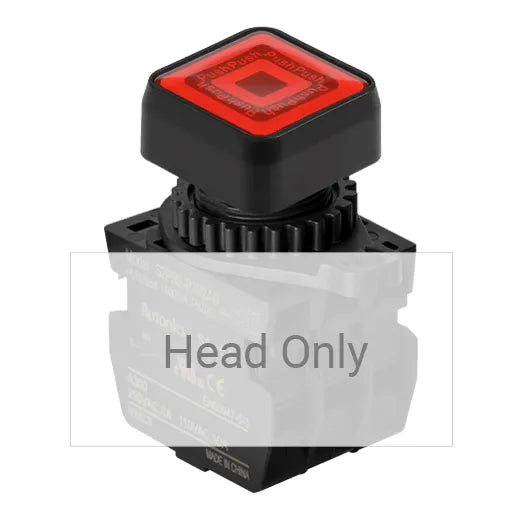 S2PRS-P3R Botón pulsador cuadrado iluminado saliente 22mm momentáneo rojo