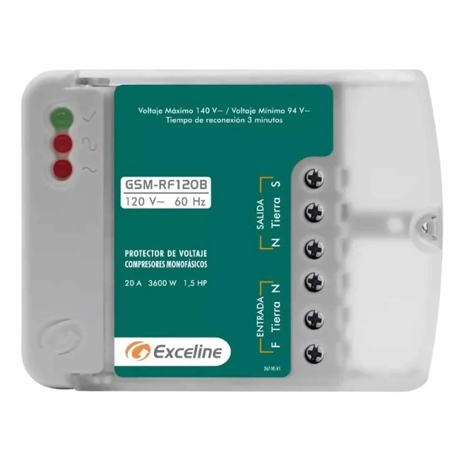 Protector de voltaje para compresores monofásicoas 20A 1.5HP 120V