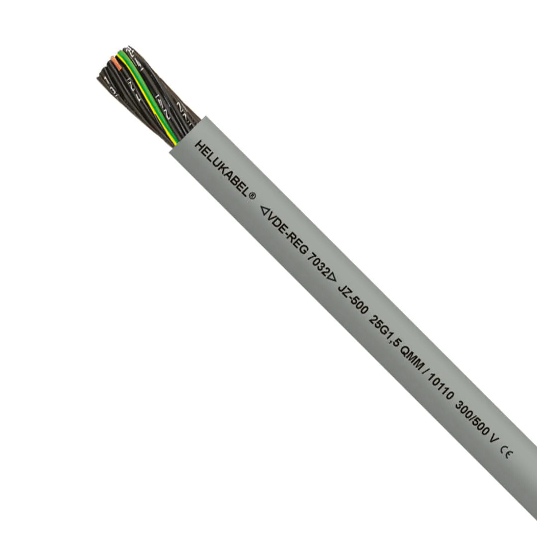 JZ-500 Cable control 16×16, 80°C, cobre, PVC/Gris, negro con num, 500v