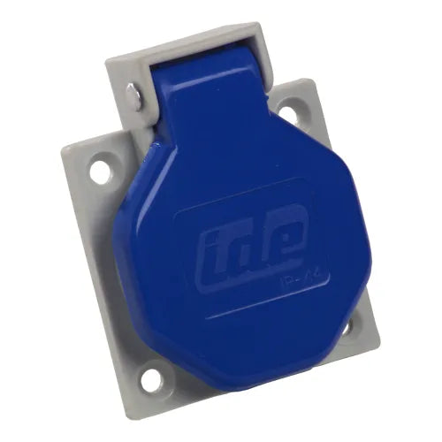 Base empotrar tipo schuko 16A 2P+T 250VCA Azul IP44