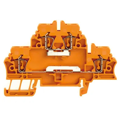 ZDK 2.5 OR Clema 2-Pisos 2 conexiones 2.5mm² 26-12AWG 20A 500VCA Naranja