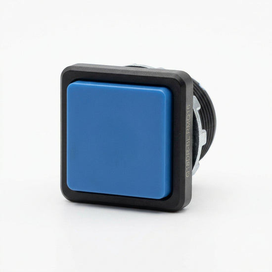 Q18DR-BL RMQ16 Botón cuadrado 18x18mm Plano B/negro 16mm Mantenido Azul