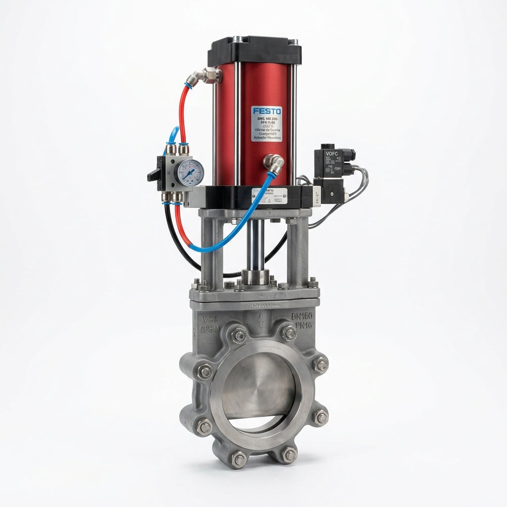FESTO Válvula de Cuchilla Lug Cuerpo WCB Actuador Neumático