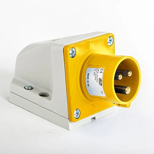 Clavija mural 16A 2P+T 120VCA 4h Amarillo IP44