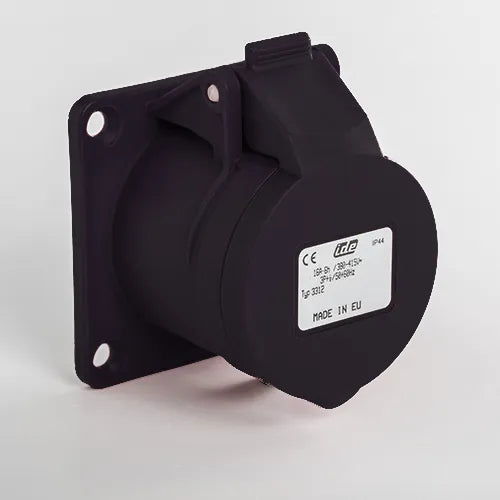 Base empotrar recta 16A 3P+T 500VCA 7h Negro IP44