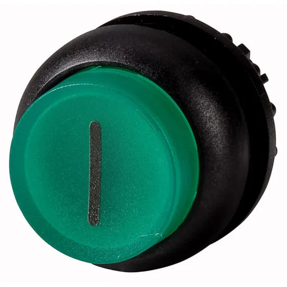 M22S-DRLH-G-X1 Botón pulsador ilumin Saliente B/negro 22mm Mantenido -I- Verde