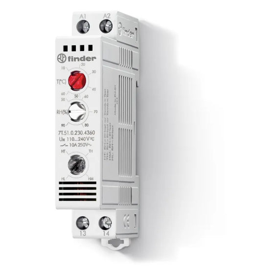 Termo-higrostato de cuadro +10…+60 50…90%HR 110-240VCA 1CO 10A 250V