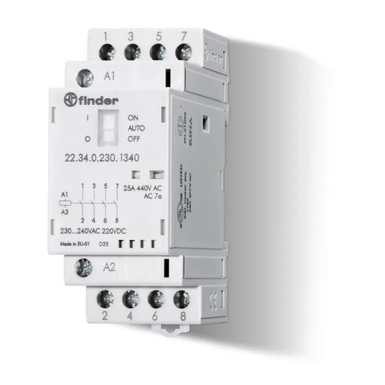 Contactor modular 24VCA/CD 3NA+1NC AgNi 25A 250/440VCA IP20