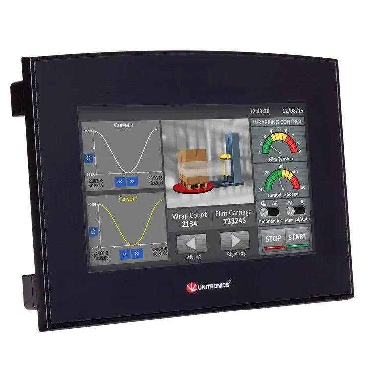 PLC HMI 7 in 24VDC 12DI 2AI 8DO PNP montaje en panel IP66