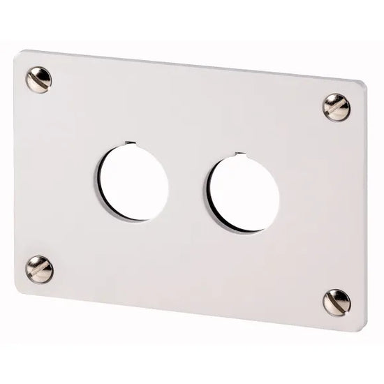 M22-E2 Placa empotrable de aluminio 2 orificio 105HX72Wmm color Gris