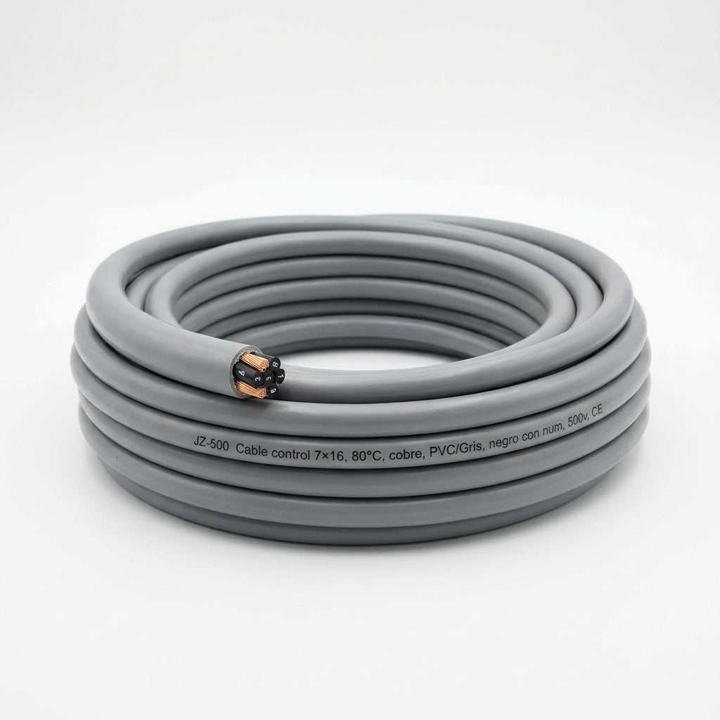 JZ-500 Cable control 7×16, 80°C, cobre, PVC/Gris, negro con num, 500v