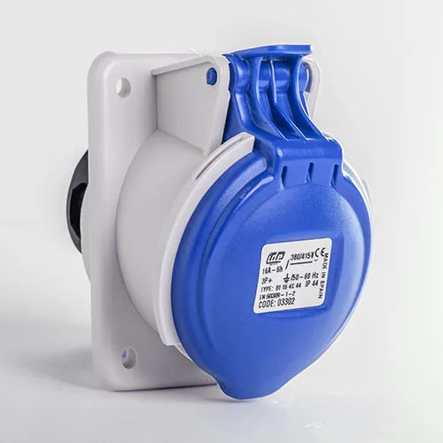 Base empotrar inclinada 16A 3P+T 230VCA 9h Azul IP44