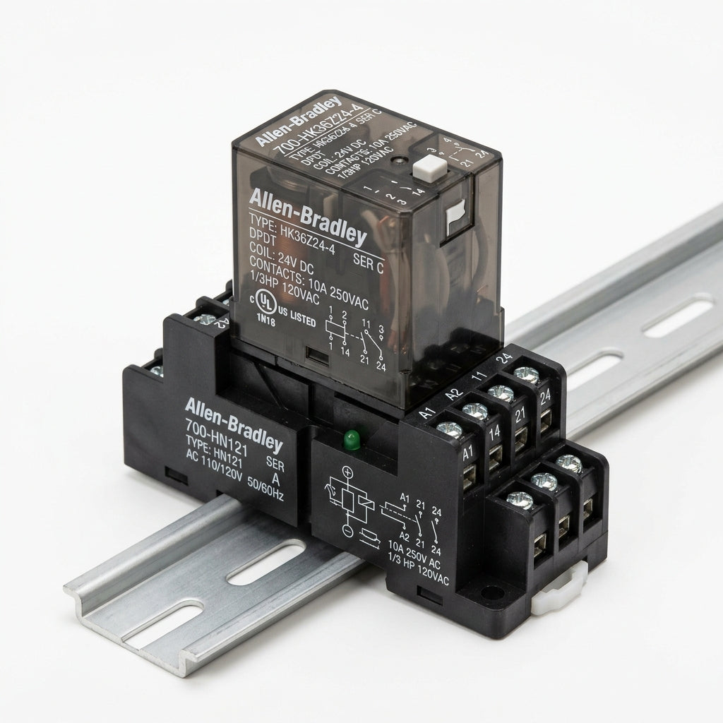 Allen Bradley 700-hn121 Ser A + 700-hk36z24-4 base para relé