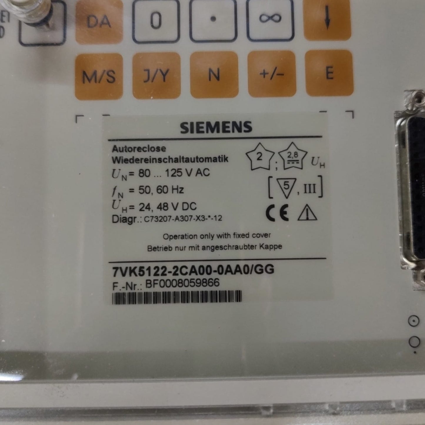 Siemens 5122-5CA01-0AA0/GG RELÉ NUMÉRICO DE RECIERRE AUTOMÁTICO
