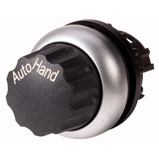 M22-WR-X91 Selector tipo Perilla 2 posiciones B/plata 22mm Mantenido AUTO/HAND