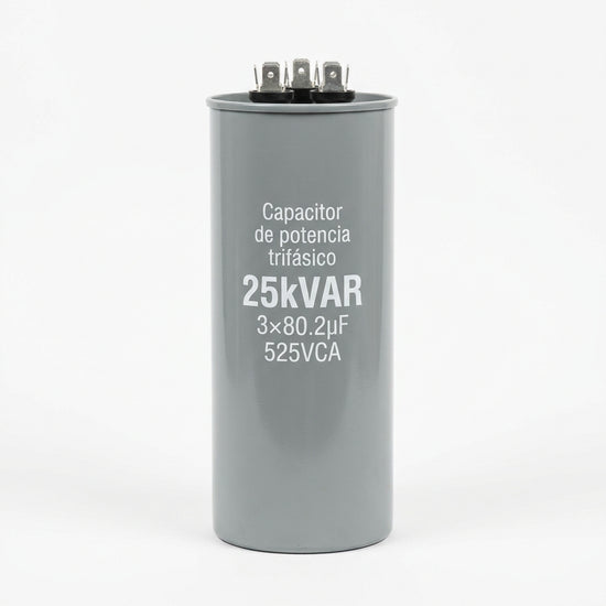 Capacitor de potencia trifásico 25kVAR 3×80.2µF 525VCA