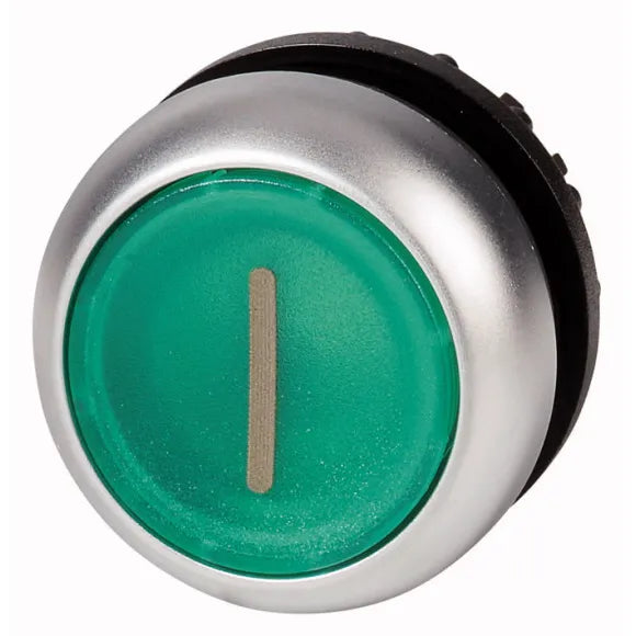 M22-DL-G-X1 Botón pulsador iluminado Plano B/plata 22mm Momentáneo -I- Verde