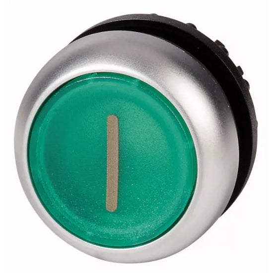 M22-DL-G-X1 Botón pulsador iluminado Plano B/plata 22mm Momentáneo -I- Verde