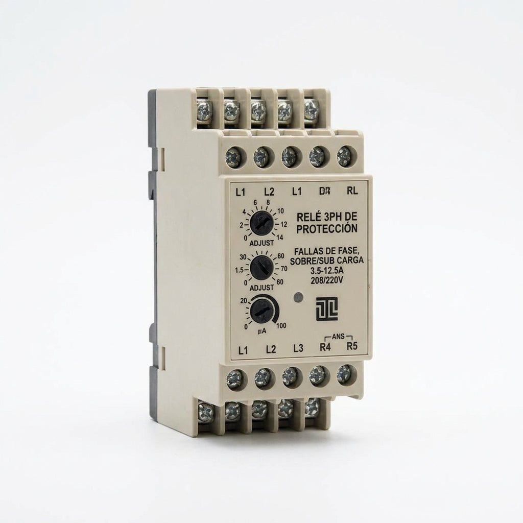 Relé 3ph de proteccion contra fallas de fase, sobre/sub cargas 3.5-12.5A 208/220